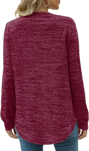 Miniatura 4 de Dofaoo - Sudaderas para mujeres, con cuello redondo, camisetas de manga larga, camisetas largas para usar con leggings