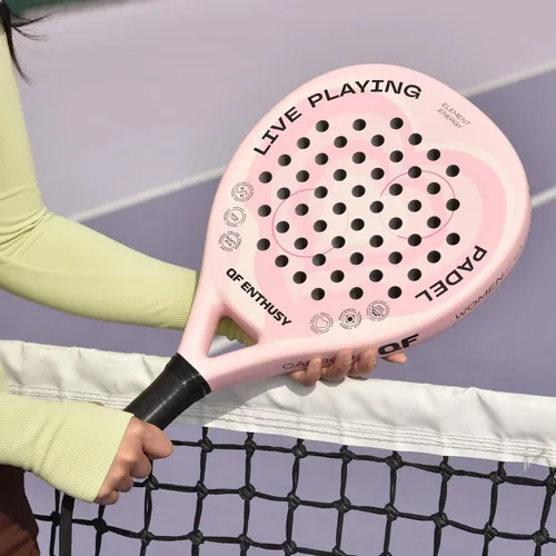 Miniatura 7 de Padel Racket, Carbon Fiber Surface Padel Racquet, Lightweight, Ideal for Training/Matches Rosa