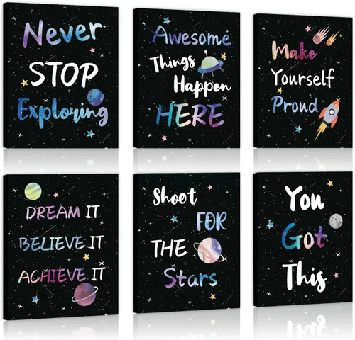 Miniatura 26 de CHDITB Decoración de aula de libros de lectura, citas inspiradoras, impresión artística de pared para niños, 12 x 16 pulgadas, libros motivacionales