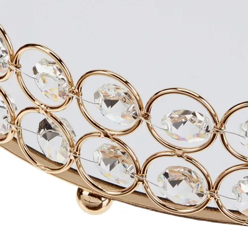 Miniatura 7 de Bandeja decorativa de cristal de metal con espejo para perfumes, organizador de cosméticos, bandeja de almacenamiento para joyas, bandejas