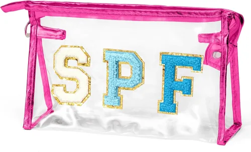 Miniatura 17 de Preppy Patch - Bolsa de cosméticos transparente para verano, bolsa de aseo universitaria, bolsa de maquillaje, bolsa de viaje, playa, para mujeres