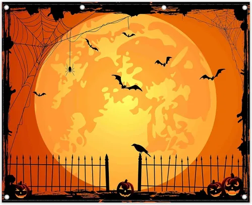 Telón de fondo naranja para fotos de Halloween de 10 x 8 pies para fiestas, parche de calabaza grande, luna, fotografía, fondo, bruja para niños,
