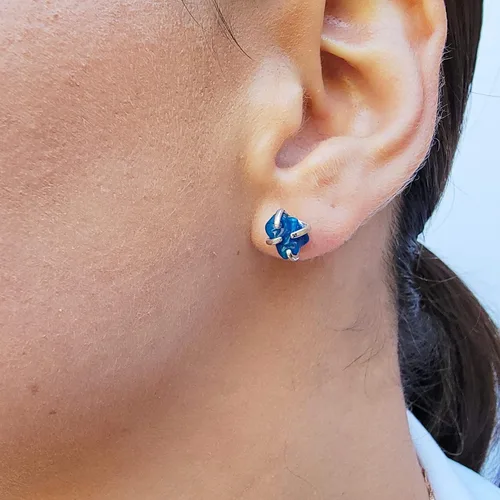 Miniatura 112 de Natural raw gemstone stud earrings with white gold over 925 sterling silver, 6 to 7mm rough genuine quality birthstone gift for her, Uniquelan