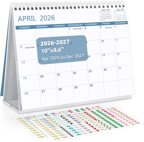 Miniatura 10 de SKYDUE Calendario de escritorio 2026, calendario de escritorio pequeño de 18 meses 2026-2027, enero de 2026 a junio de 2027, planificador