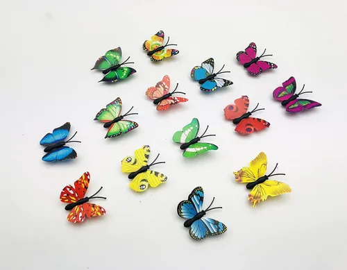 Miniatura 3 de 100 calcomanías de mariposa coloridas, calcomanías de pared de mariposa 3D, decoración de pared de mariposas de plástico para fiesta de cumpleaños
