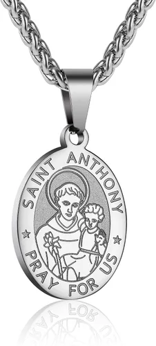 Miniatura 70 de P. BLAKE Collar ovalado de San Cristóbal, Miguel, José, Jude/Virgen María/José/Francisco/Patrick/Anthony/Benedict/Thomas para hombres y mujeres