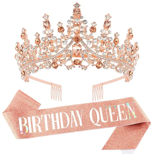 Miniatura 11 de Tiara y banda de cumpleaños para mujeres adultas, serie de cumpleaños, corona y banda de cumpleaños para regalo de fiesta, Halloween, cosplay