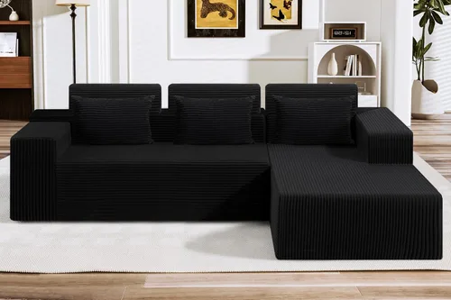 Miniatura 37 de HABUTWAY Sofá modular modular de 101 pulgadas con asiento profundo, moderno sofá convertible en forma de L, sofá tapizado con diván para sala