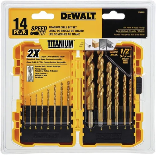 Miniatura 3 de DEWALT DW1341 Juego de brocas de punta de velocidad de nitruro de titanio de 14 piezas
