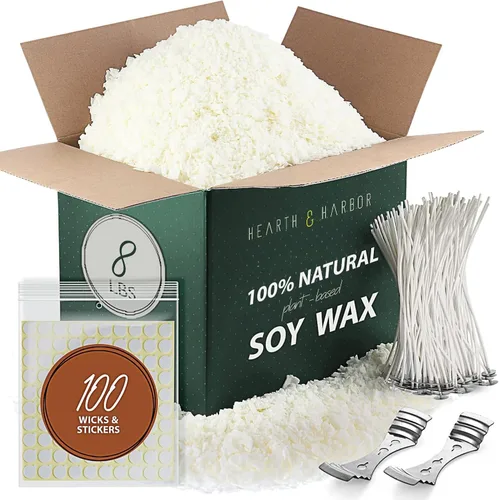Miniatura 18 de Hearth & Harbor - Suministros de fabricación de velas de cera de soya natural - 5 libras de cera de soya con 100 mechas de algodón y 2 dispositivos