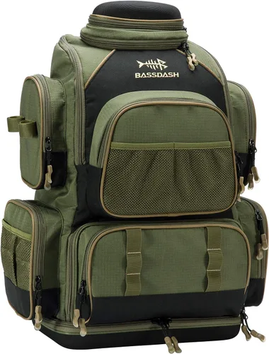 Miniatura 4 de Bassdash - Mochila para artículos de pesca, resistente al agua, táctica, con caja para aparejos suave, soporte para caña de pescar y cubierta