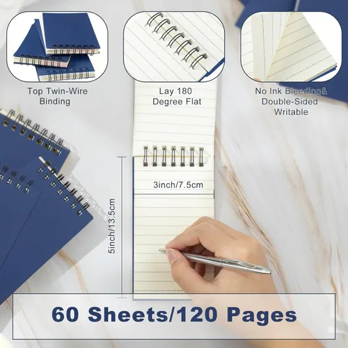 Miniatura 2 de Tenceur 100 piezas de cuadernos de bolsillo pequeños a granel, 3 x 5 pulgadas, cuadernos de notas en espiral mini con tapa superior, cuadernos