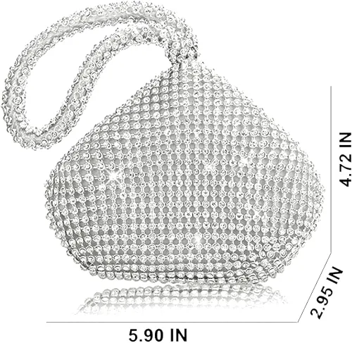 Miniatura 3 de VISTATROY Bolso de noche para mujer, con diamantes de imitación brillantes, triangular, cadena de diseñador, bolso de mano para fiesta, graduación