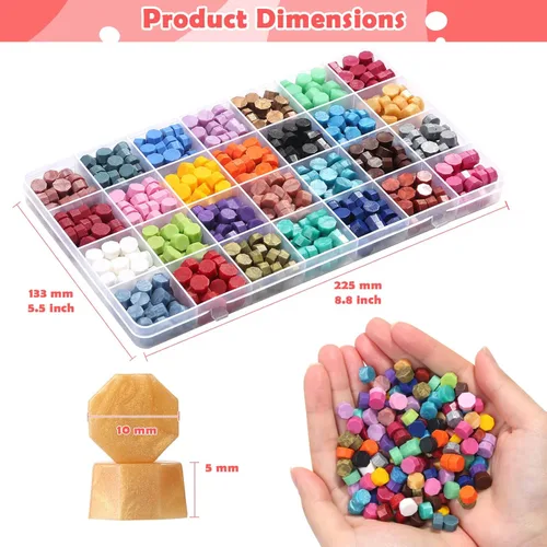 Miniatura 3 de 728 cuentas de cera de sellado, 28 bolitas de colores para sellado de sellos de letras y manualidades de bricolaje 28