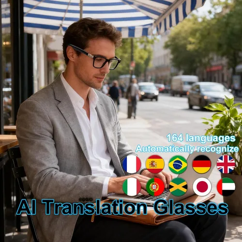 Miniatura 4 de Lentes inteligentes con lentes fotocromáticas para hombres y mujeres, con traducción de inteligencia artificial, con traductor, 164 idiomas, IP67