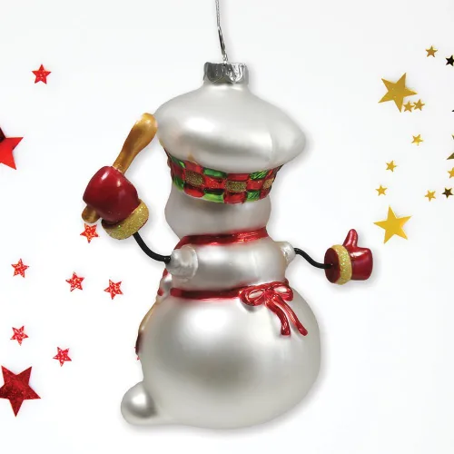 Miniatura 3 de Adorno navideño de cristal de chef de muñeco de nieve alegre