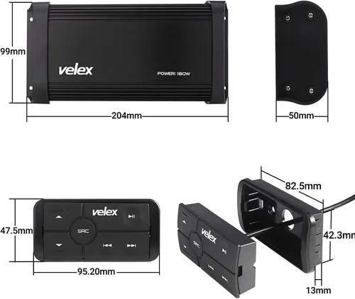 Miniatura 2 de velex Paquete de altavoces con amplificador Bluetooth marino..