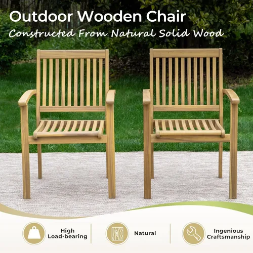 Miniatura 4 de MIXPATIO Juego de comedor de madera de acacia para exteriores, juego de mesa de comedor y sillas de patio de 7 piezas, mesa de comedor expandible