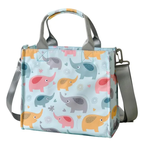 Bolso pequeño impermeable para pañales, bolso de mano, bolso de viaje mini, bolso multifunción para bebé, bolso cruzado de mano (Elefante Azul)