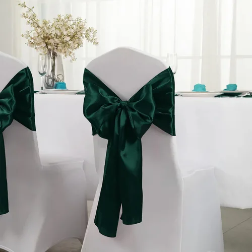 Miniatura 3 de Horbaunal - Juego de 2 caminos de mesa de satén verde bosque de 12 x 108 pulgadas, caminos de mesa suaves para bodas, banquetes y fiestas