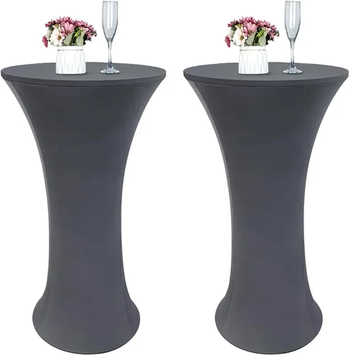 Miniatura 13 de Mantel de Mesa de Cóctel de Spandex Negro de 24x43 Pulgadas Ajustado Mesa de Bar Redonda Elástico Cubiertas de Mesa de Cóctel Highboy para Banquete
