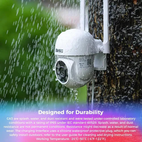 Miniatura 3 de SOVMIKU 2CA3 AI Auto Tracking 2K Cámara de seguridad inalámbrica para exteriores, audio bidireccional, fácil de configurar, cable de alimentación