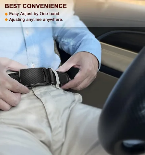 Miniatura 8 de KEMISANT Cinturón para hombre, correa de trinquete deslizante de cuero genuino para regalo para hombre, pantalones de vestir Oxford, tamaño ajustable