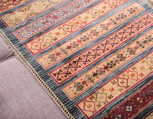 Miniatura 5 de Nomad Tapete contemporáneo de con estampado moderno tribal., Polipropileno, Azul