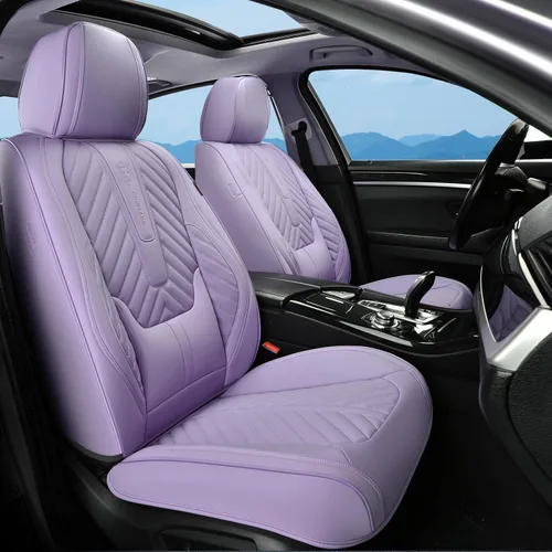 Miniatura 28 de Coverado Fundas de asiento de automóvil, juego completo de fundas de asiento de cuero sintético, fundas protectoras de asiento de lujo, ajuste Rojo
