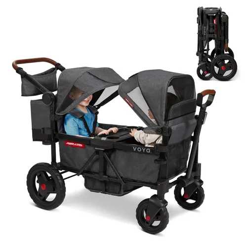 Miniatura 28 de Radio Flyer Voya XT Cochecito Vagón para Bebé – Carrito Rodante de Juego al Aire Libre y Carrito de Playa con Ruedas, Vagón Cochecito Cuádruple