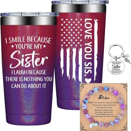 Miniatura 11 de Grifarny Regalos para Hermanas - Cumpleaños, Navidad, Regalo del Día de la Madre para Hermanas - Taza de Café "I Smile Because You are My Sister