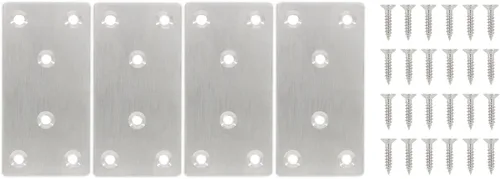 Miniatura 18 de 10 placas reparadoras resistentes, soporte plano de acero inoxidable, soporte recto, placas de fijación, conector de unión para muebles de madera