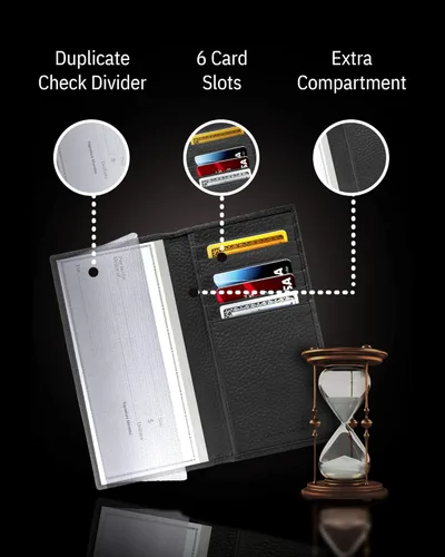 Miniatura 3 de Funda de cuero genuino para hombres y mujeres Funda para libro de cheques para duplicar cheques billetera RFID