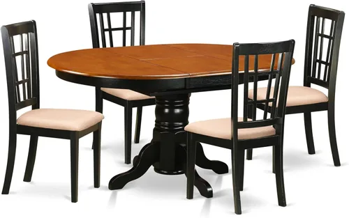 East West Furniture KENI5-BCH-C - Juego de muebles de comedor de 5 piezas, incluye una mesa de cocina ovalada con hojas de mariposa y 4 sillas de