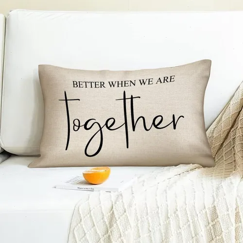 Miniatura 2 de Better When We are Together - Fundas de almohada lumbar de 12 x 20 pulgadas con citas divertidas de algodón y lino para sofá, decoración de sala