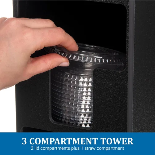Miniatura 4 de San Jamar Tapa y torre de paja con 2 compartimentos de tapa y 1 compartimento para popote para restaurantes, comedores y comida rápida, plástico