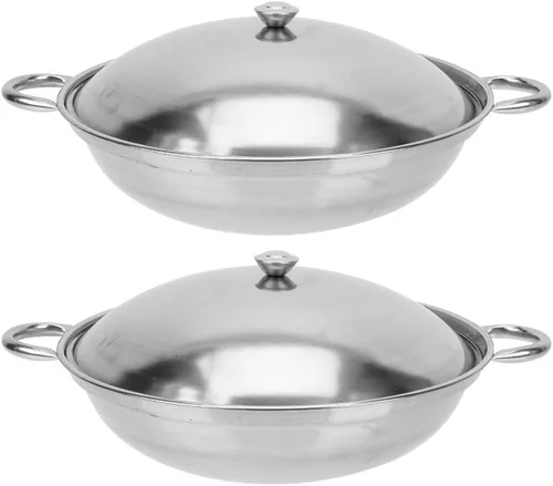 Kichvoe Olla de cocina de acero inoxidable de 8.66 pulgadas con asas dobles y tapa, diseño antidesbordamiento para cocina, olla caliente, mariscos,