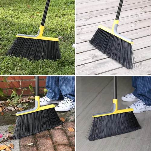 Miniatura 3 de 4 paquetes de escoba al aire libre para limpieza de pisos con mango largo de 58", Escobas comerciales resistentes para barrido en interiores