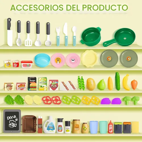 Miniatura 3 de Juego de cocina para niños, juego de cocina para niños pequeños con sonido y luz, estufa de cocina con vapor, fregadero de juegos, juguete de comida