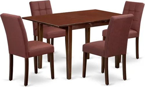 Miniatura 29 de East West Furniture NFAS3-BLK-09 - Juego de mesa de cocina de 3 piezas, incluye una mesa de madera y 2 sillas acolchadas de tela de poliéster azul