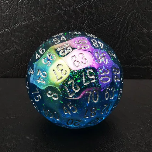 Miniatura 10 de Bescon Dados poliédricos translúcidos 100 lados, D100 transparente muere, Cubo de 100 lados, Dados de juego D100, Cubo de ámbar de 100 lados