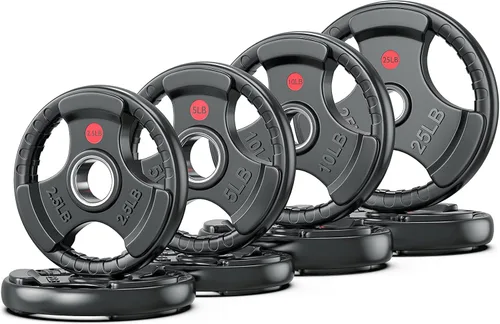 Miniatura 16 de XDDIAS Placas de peso de goma para barra, placa de agarre olímpico de 2 pulgadas para entrenamiento de fuerza, levantamiento de pesas y culturismo