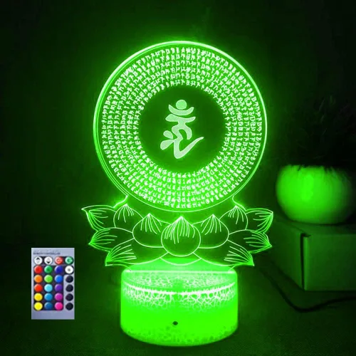 Lámpara de luz nocturna de Buda 3D, ilusión de 16 colores que cambian de color, decoración de escritorio, lámparas de acrílico plano ABS base cable