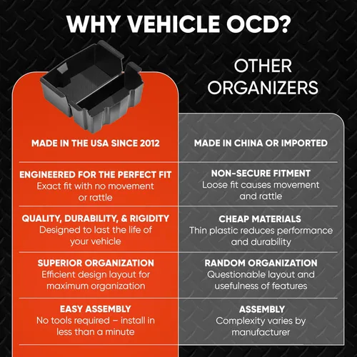 Miniatura 8 de Vehicle OCD Bandeja organizadora de consola central con forros negros para Jeep Wrangler JL/JLU (2018-2024) Jeep Gladiator JT Truck (2020-2024)
