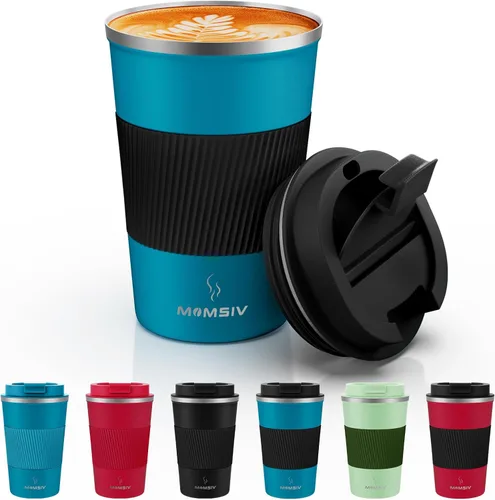 Miniatura 28 de MOMSIV Taza de viaje de 17 onzas, taza de café aislada con tapa a prueba de fugas, vaso reutilizable de doble pared de acero inoxidable al vacío