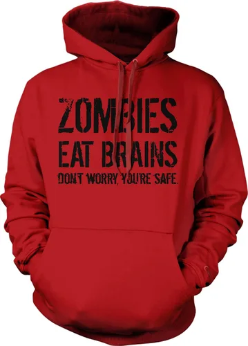 Crazy Dog - Sudadera unisex con capucha de Halloween con diseño de zombies Eat Brains Don't Worry You're Safe
