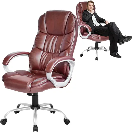 Miniatura 9 de Silla de oficina con respaldo alto, silla de escritorio ergonómica, altura ajustable, silla de computadora de piel sintética, silla moderna