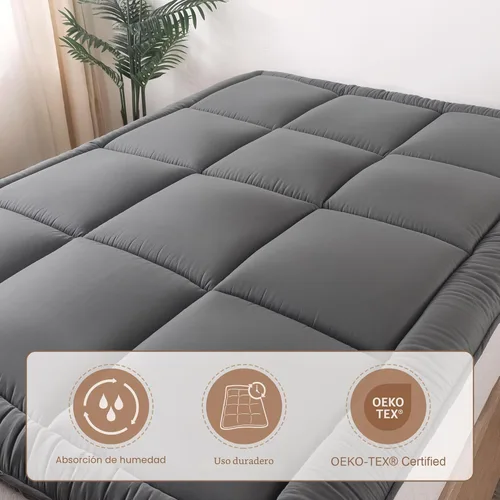 Miniatura 7 de WhatsBedding Colchón de Suelo Japonés Colchón Futon de 3" Gris Tapete Tatami Relleno de Espuma Viscoelástica Triturada Almohadilla para Dormir