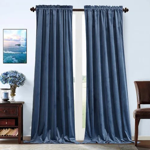 Miniatura 31 de Benedeco - Cortinas de terciopelo burdeos para ventana de dormitorio con pompón, cortinas de lujo súper suaves, oscurecimiento y aislamiento térmico