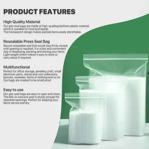 Miniatura 3 de 100 unidades, (4 x 4 pulgadas), bolsa transparente con cierre de cremallera de 2.5 mil de grosor, bolsas con cremallera, bolsas de plástico